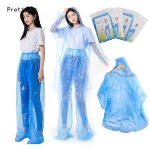 5PCS Disposable Rain Pants Rain Coat Thick Pack Foot Drift Waterproof Split Tourism Clear Raincoat Rainsuit Outdoor Travel Long Rain Pants