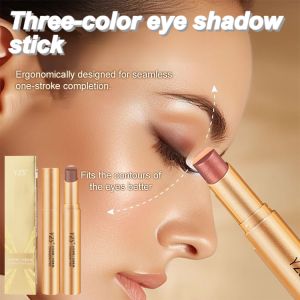 Threecolor gradient gold diamond light makeup handheld beauty eye coloring eyeshadow stick 一抹三色 金钻三色眼影棒