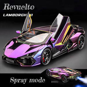 1:24 Scale Revuelto Electroplating Spray Alloy Car Model Diecast Car Sound Light Collection Kids Birthday Gift Metal Boys Toys
