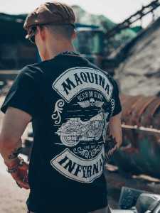 Fashion Motorcycle Heavy Weight Short Sleeve T-Shirt Male Rock American Retro Pure Cotton Harley Motorcycle Amekaji Print