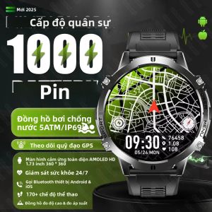 Đồng Hồ Thông Minh T-Rex3 2025 Mới Pin 1000mAh Màn Hình AMOLED HD 1.73 Inch Chống Nước 5ATM GPS Đo Độ Cao Gọi Bluetooth Dành Cho Nam