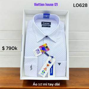 Việt tiến áo sơ mi dài tay chấm xanh mã L0628 vải hoa hồng