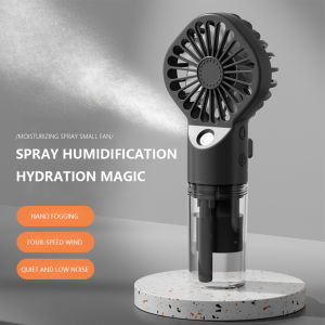 Handheld Water Cooling Fan USB Rechargeable Portable Small Air Cooler 4 Speed Humidification Fan Low Noise for Home/Office/Dorm