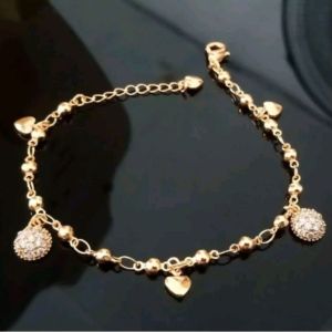 Gelang Titanium Lapis Emas Bola Kristal Berlian Xuping CXA16