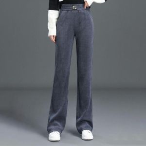 2023 Autumn and Winter New Arrival Fleece-lined Thickened Narrow Version Loose Pants Female Warm and Slimming Casual Elastic High Waist Straight Pants