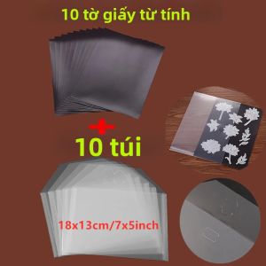 Bộ 20 Tấm Nhựa Từ Tính Và Túi Đựng Hồ Sơ Bằng Nhựa 7x5 Inch Độ Dày 0.3mm Trong Suốt Dùng Để Đựng Khuôn Cắt Tem Chất Liệu PVC Thân Thiện Với Môi Trường