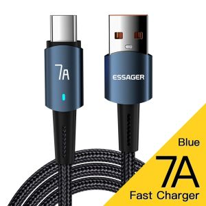 Essager 7A Type C USB Cable Wire For Samsung S10 Xiaomi Huawei P30 P40 Pro Mobile Phone 100W Fast Charging USB Type C Data Cord