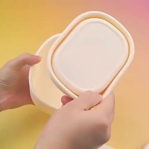 Hộp Đựng Thức Ăn Bằng Silicon Cấp Thực Phẩm Chống Rò Rỉ Không BPA Thân Thiện Với Môi Trường An Toàn Với Lò Vi Sóng Dung Tích 200/300/600ML Hình Chữ Nhật Dùng Cho Dã Ngoại
