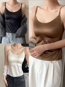 Fall 2024 New Women's Satin Luxury One-Piece Strapless Seamless Slimming Two-In-One Beautiful Back Vest Mid-Length Pure Color