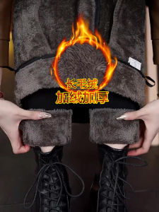 Thickened Fleece High Waist Womens Winter Pants Elastic Slim Fit Warm Black Casual Trousers High Elasticity Fiber Ladies Pants