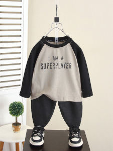 Boys Long Sleeve T-Shirt Baby Base Layer Shirt Shoulder Insert Design Spring Autumn Cotton Casual Comfortable Breathable Print Top for Kids