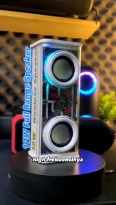 Speaker Lenyes S219 5.1 TWS Mini Wireless RGB Light Transparan Speaker Bluetooth 12W Portable Transparan Wireless Bluetooth 5.3 RGB LED Light TWS