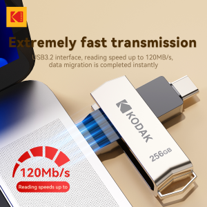 Kodak | Original KODAK K273 USB 3.2 Type-C Pendrive 256GB 128GB 64GB 32GB Dual Flash Drive High Speed 120MB/s For Phone Laptop