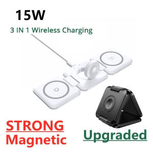 JBMBHC 3 In 1 15W Wireless Charger Stand Pad Fold for Phone 14 13 12  Fast Charging Dock Station