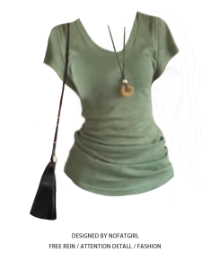 เสื้อยืดคอกลมแขนสั้นสไตล์วินเทจฝรั่งเศสสำหรับผู้หญิงไซส์ใหญ่ ทรงหลวมสบายๆ สำหรับฤดูร้อน ทรงสลิมฟิต ทรงหลวม ทรงสลิมฟิต