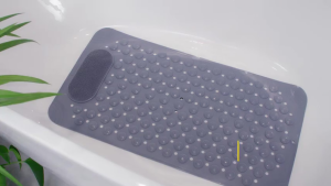 Non‑Slip Suction Cup Bathroom Floor Mat Hollow Out Massage Quick Dry Anti‑Mold Rubber Shower Mat for Toilet Kitchen