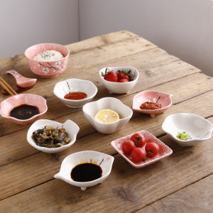 4-Inch Ceramic Sauce Dish Nordic Seasoning Plate Japanese Style Small Snack Vinegar Bowl Glazed under Color Hand-Painted Illustration