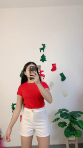 ชุดเซ็ตแฟชั่นใส่สบาย เสื้อยืดคอกลม+กางเกงขาสั้นบางเบา