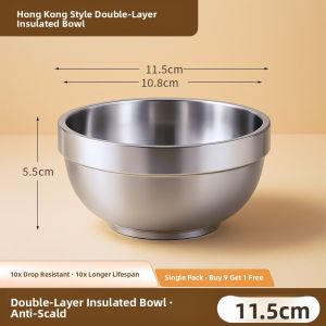 Double Layer Food-Grade Stainless Steel Bowl Anti-Scald