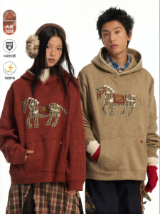 JNXS | Mascot Pony Embroidery Loose Hoodie Sweatshirt