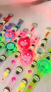 Jam Tangan Anak Kartun Lucu dengan Lampu LED Tali Silikon Biru Desain Digital Baterai Tahan Lama