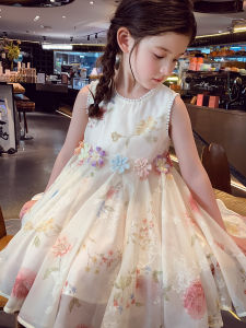 Váy Mùa Hè Cho Bé Gái Váy Công Chúa Kiểu Pháp Hoa Váy Trẻ Em Đi Biển Không Tay Váy Chữ a Cạp Cao Mùa Hè Cho Bé Gái