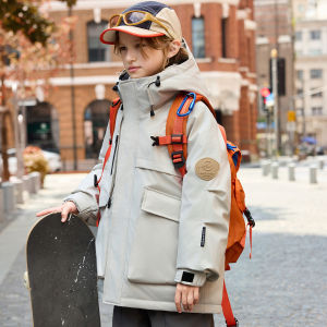 Kids Puffer Jacket Thickened Short Style for Girls And Boys Winter Clothes Casual Loose Fit White Duck down Fill Breathable