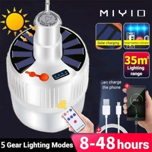 MIYIO 100W Solar Camping Light LED Night Market Light USB Rechargeable Tent Lamp Waterproof Lantern Emergency Lights For Outdoor BBQ Hiking Camping