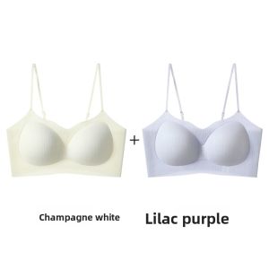 miiow | Wireless Soft Support Backless Bra Womens Summer Thin Cup Gathered Top No Steel Ring Cool Feeling Seamless Beautiful Back Bra