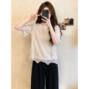 Shalldoer | Elegant Summer Short Sleeve Lace Shirt