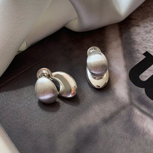 Double-Sided Waterdrop Earrings Womens High-End Luxury Vintage Brushed Silver Needle Drop Earrings Fashionable Elegant Jewelry