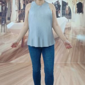 Original Single Tag Womens Fashion New European Style Summer Smooth Satin Solid Color Versatile Sleeveless Vest