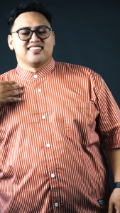 BIG J O R D A N SALMAN - Kemeja Koko Muslim Salur Terakota big size jumbo size o r i g i n a l 8xl 7xl 6xl 5xl 4xl 3xl