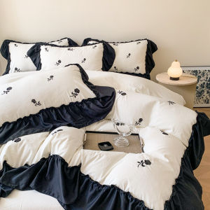French Style Rose Embroidered 4-Piece Bed Set