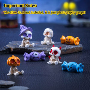 10PCS Random Halloween Skeleton Pumpkin Candy Resin Figurines Mini Ornaments for DIY Micro Landscape Desktop Craft Decoration