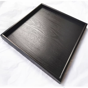 Black Square Wooden Tea Tray 40*40cm Hotel Room Service Tray Japanese Style Tea Cup Water Cup Tray Durable Density Board