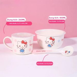 Bộ Bát Đĩa Melamine Hello Kitty Cho Bé - Bộ Đồ Ăn Hình Hoạt Hình Cho Bé Gái Không Chứa BPA Không Vỡ Thân Thiện Với Môi Trường An Toàn Với Máy Rửa Chén