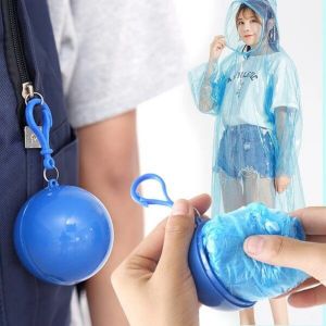 YESPERY Convenient Portable Rain Ponchos Ball for Adults Disposable Emergency Waterproof Raincoat Colorful Poncho with Hook