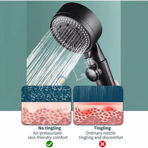 5 Modes Pressurized Black Shower Head Removable Hand Holder Bathroom Spray Shower Head Set With Holder And Hose Set  Handheld Spray Nozzle  5 Spraying Modes Showerhead Shower Head Full Set