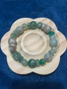Green Sakura Agate bracelet 16cm 12mm