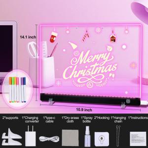 LED Note Board Night Light With Colorful 7 Pens DIY Acrylic Message Board Creative Fluorescen Painting Drawing Board