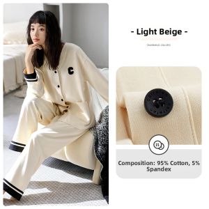 JIALEFEN | Ladies Thin Cotton Long Sleeve Home Wear Set for Multi-Season Comfort