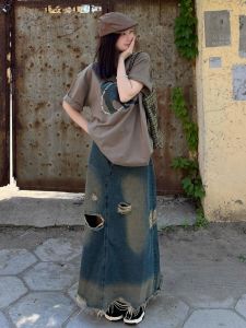 American Style High Waist A-Line Denim Mini Skirt Women Summer New plus Size Slim Fit Half Skirts Pure E-commerce Sales