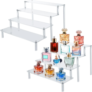 Large Acrylic Display Risers Perfume Stand Organizer Clear Acrylic Shelf Risers for Display Stands for Food Tabletop Use