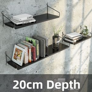 No-Drill Solid Wood Wall Shelf