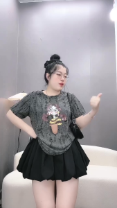 Áo Thun Nữ Cổ Tròn In Hình Dễ Thương Tay Ngắn Chất Liệu Thoáng Mát 55-92kg A287