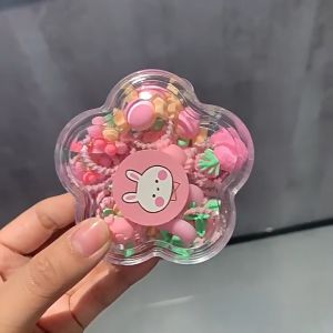 SK-C1202 Set Ikat Rambut Anak Mini Isi 20pcs Motif Bunga Free Kotak Gaya Korea / Kunciran Set Karet