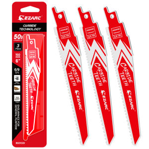 EZARC 6/9 Carbide Reciprocating Saw Blades 6/9TPI 3PC Multi-Purpose Cut Saw Blade 150mm/225mm for Wood Metal Plastic