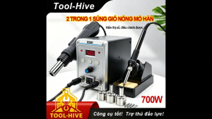 Trạm hàn kỹ thuật số 8586 760W 2 trong 1 súng gió nóng mỏ hàn bộ dụng cụ hàn tháo bo mạch điện tử