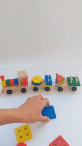 [ALONK.S] Wooden Shape Matching Train Mainan Balita Wooden Toys Mainan Kayu Puzzle Kayu Anak Matching Shape Mainan Balok Kayu